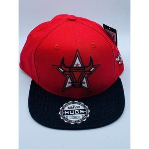 Huge Headwear Red SnapBack Hat Flat Bill Wild Spirit Bull